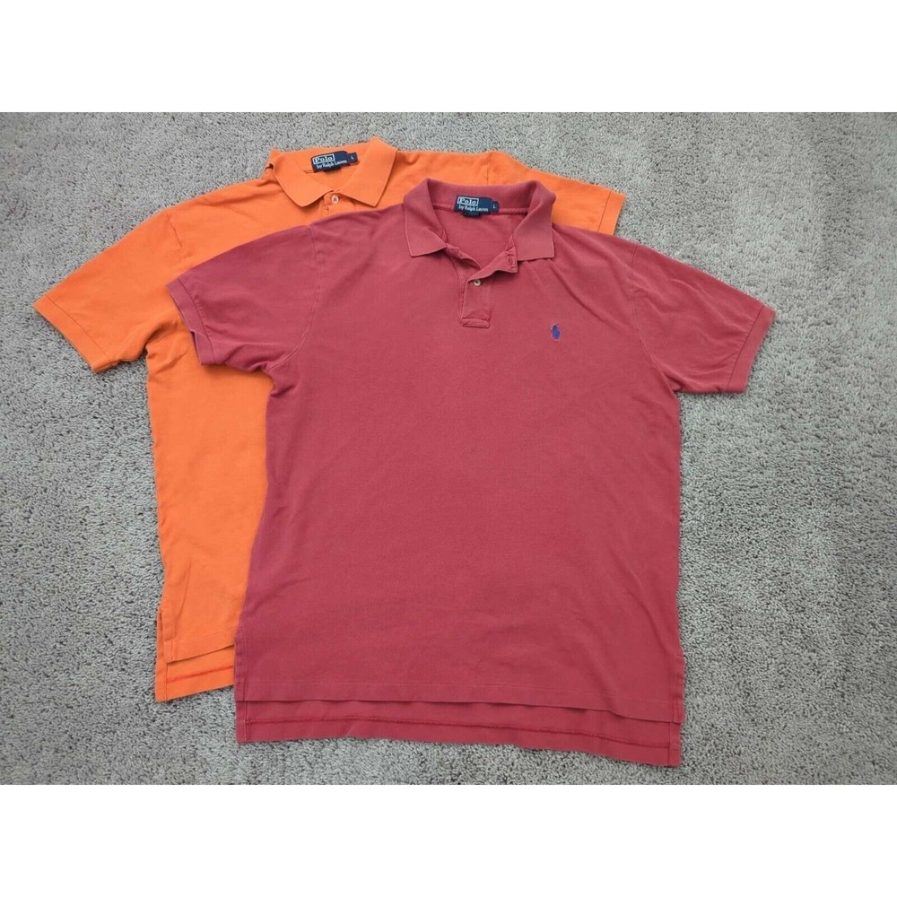Lot of 2 Polo by Ralph Lauren Polo Shirt Mens Large 100% Cotton Casual